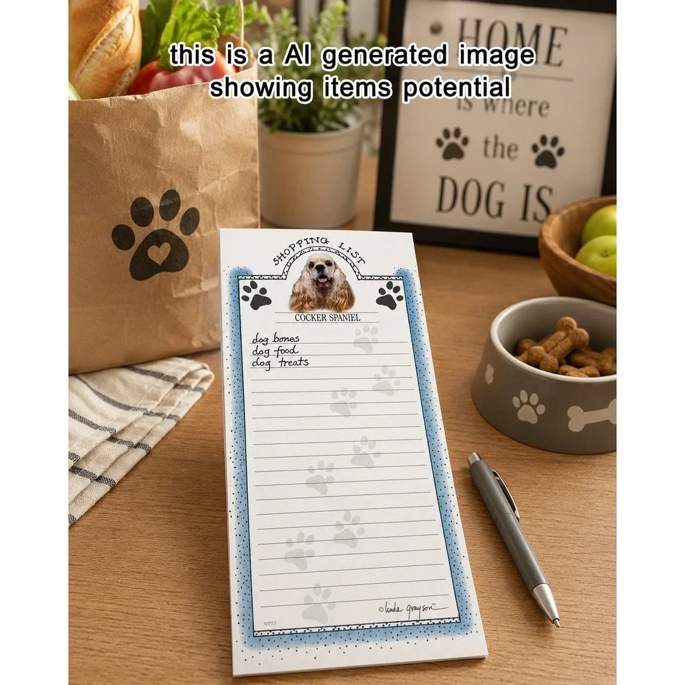 Linda Grayson Cocker Spaniel Magnetic Shopping‎ List Notepad Dog Memo Pad